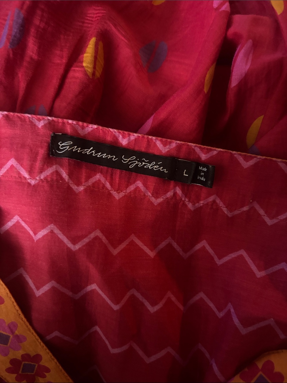 Gudrun Sjödén Folkloric Boho Drop Waist Midi Dress in Lipstick Red ~Size L - Picture 6 of 8